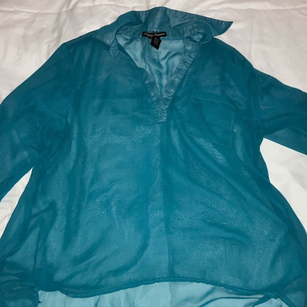 Simply Irresistible Teal Sheer Blouse
